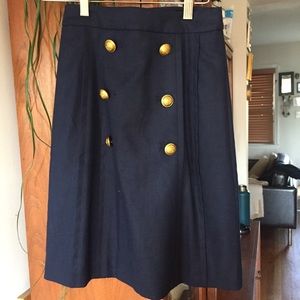 J Crew Nautical Gold Buttons Skirt NWOT